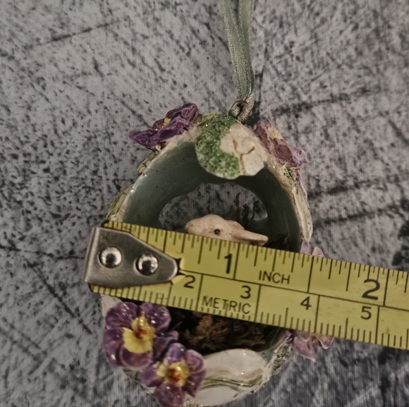 Floral Cracked Egg Hanging Ornament with Bunny Rabbit - Picture 8 of 11